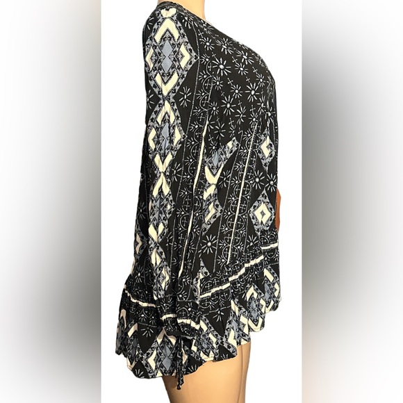 Free People Down By The Bay ~Size XS~ Long Sleeve Flowy Boho Tunic Peasant Dress - Picture 10 of 15